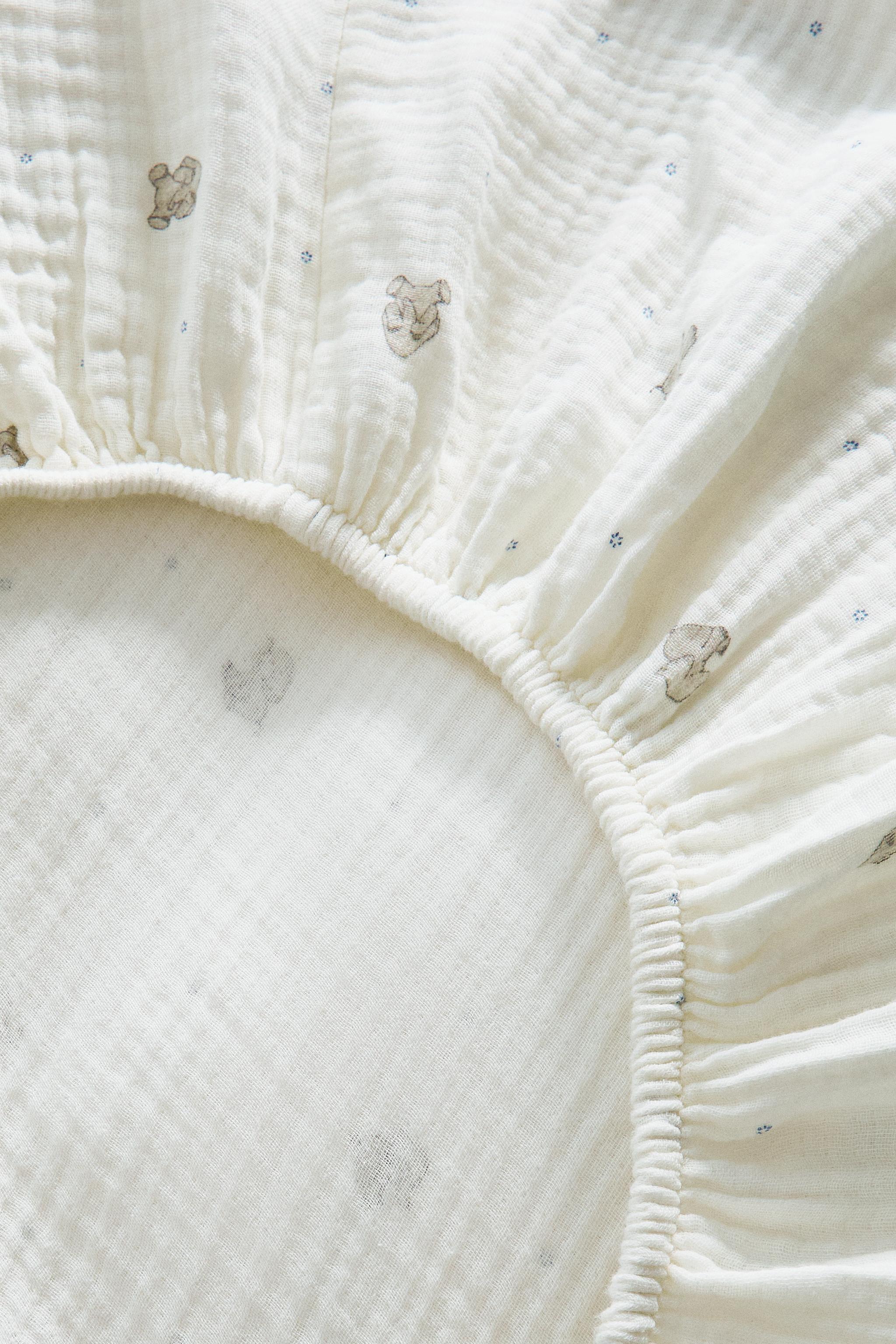 CHILDREN'S MUSLIN ELEPHANT FITTED SHEET